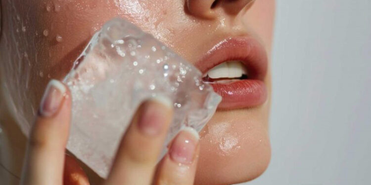 بوتاکس صورت با یخ گلاب